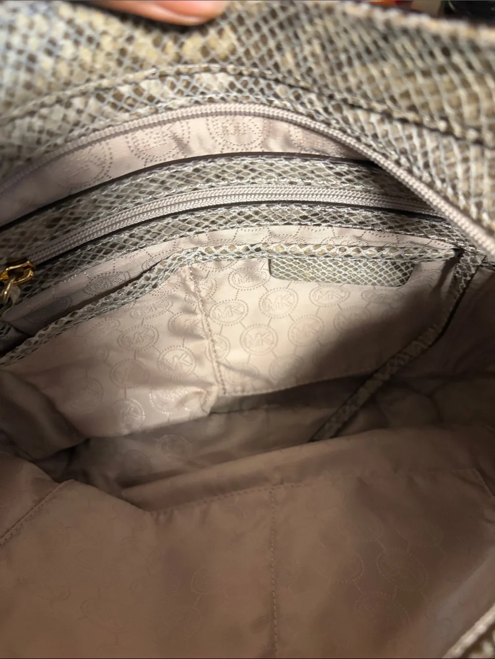 Michael Kors Fulton Neutral Snake-Print Hobo Bag GUC